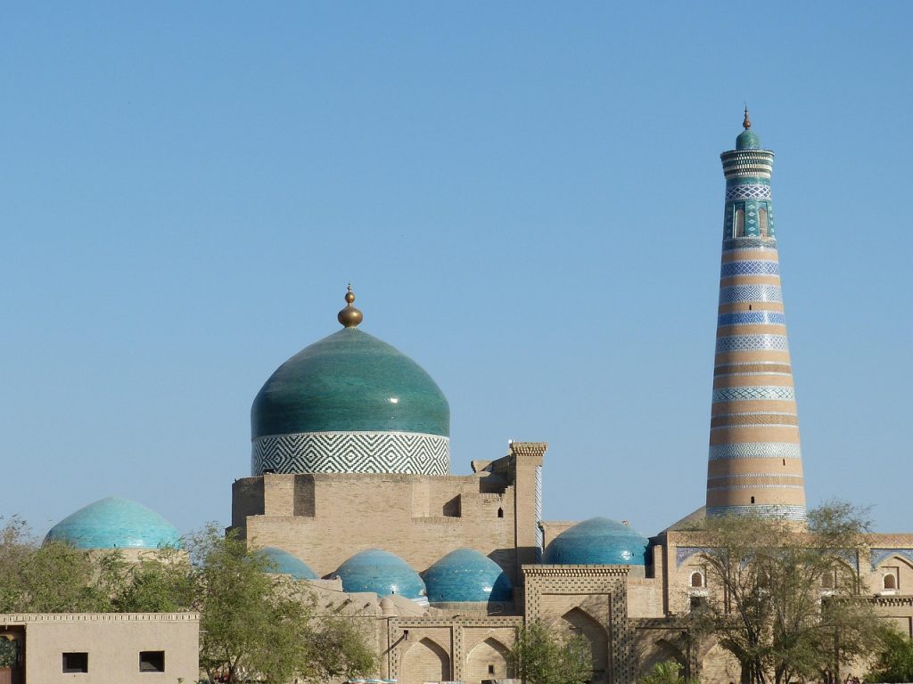 uzbekistan, chiva, xiva, central asia, historical, unesco, world heritage site, world heritage, historic center, ichankala, silk road, tiles, ceramic, architecture, dome, mausoleum, dig, islam, minaret